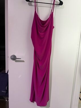 Zara Fuchsia Draped Maxi Slip Dress